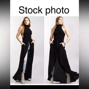 NWT - Black Smocked Gauze Maxi Tank Top - Size Medium - By STILLETTOS